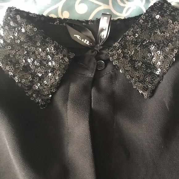 Black Sheer Rhinestone Buttonup! - Picture 3 of 8
